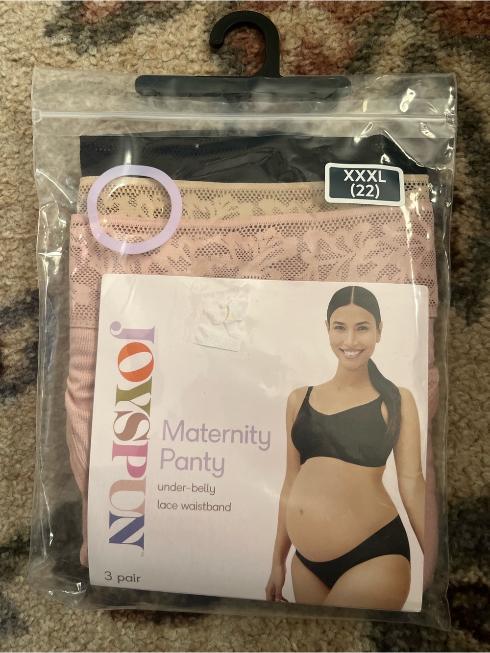 Joyspun Maternity Panty 3-Pack - Pink, Black, Cream